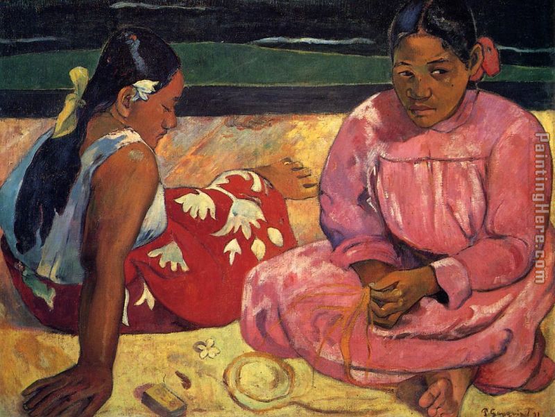 Two Women on Beach painting - Paul Gauguin Two Women on Beach art painting